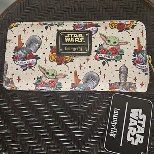 Exclusive Loungefly Disney Star Wars the Mandalorian Tattoo Print Wallet